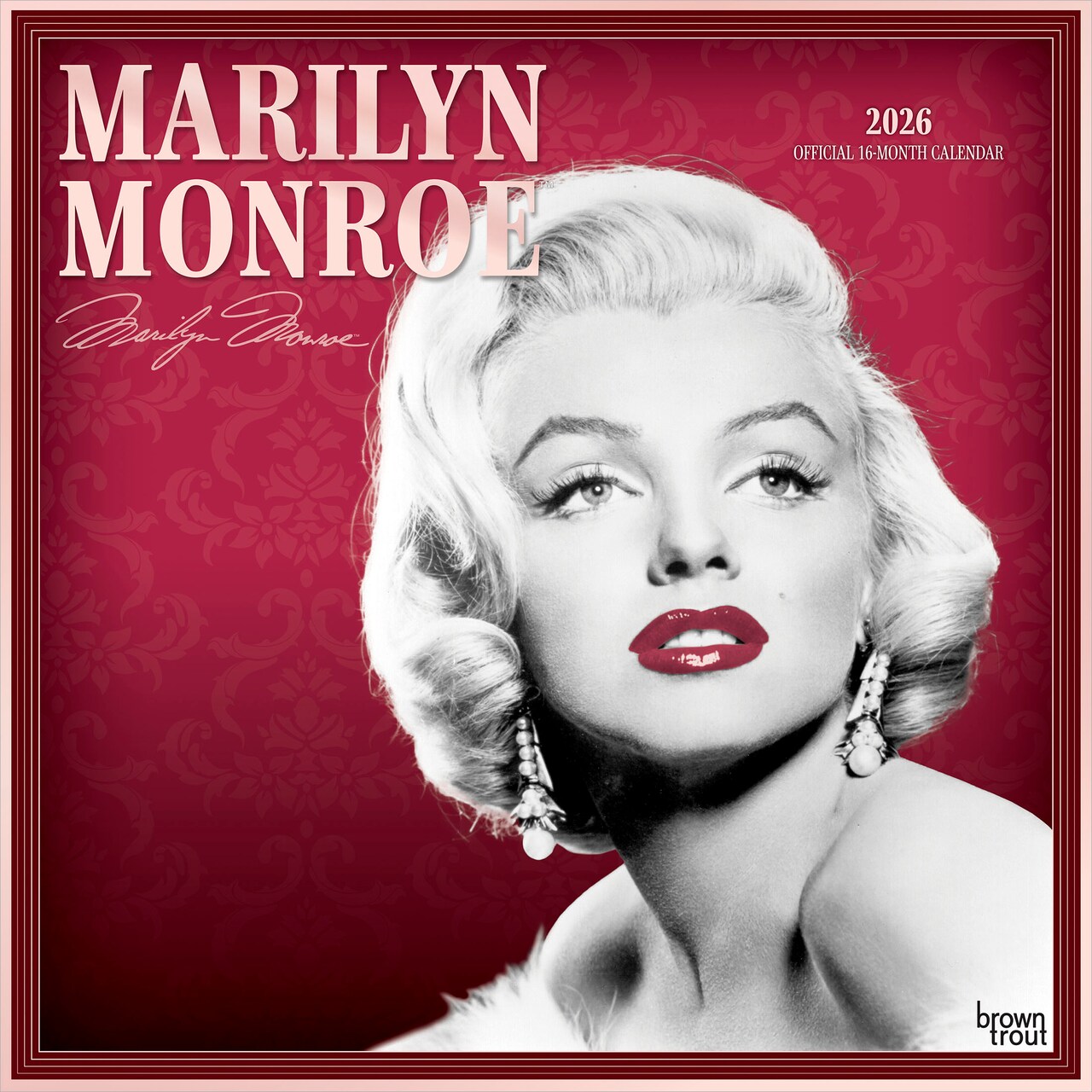 Marilyn Monroe OFFICIAL | 2026 12 x 24 Inch (Hanging) Monthly Square Wall Calendar | Foil Stamped Cover | Plastic-Free | BrownTrout | USA American Actress Celebrity